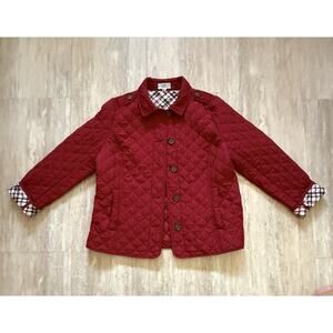 Croft & Barrow Quilted Jacket Christmas Red Women Size Petite Medium